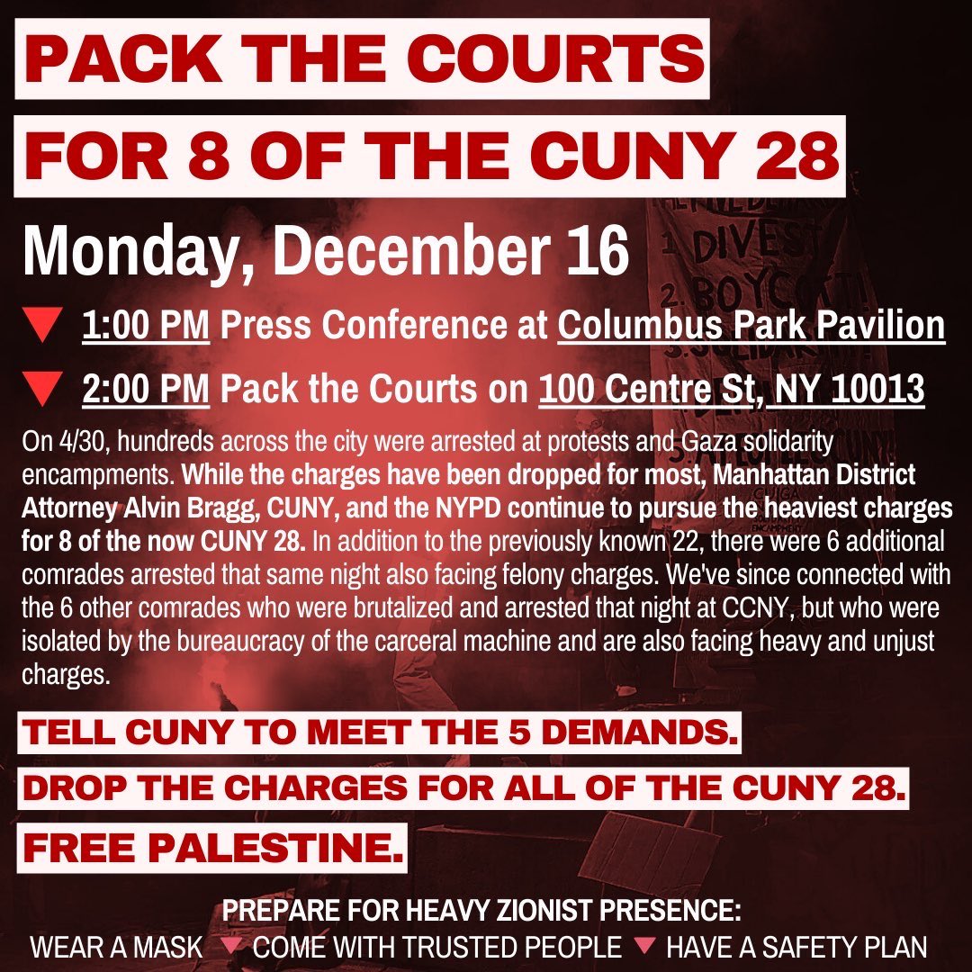 PACK THE COURTS FOR 8 OF THE CUNY 28